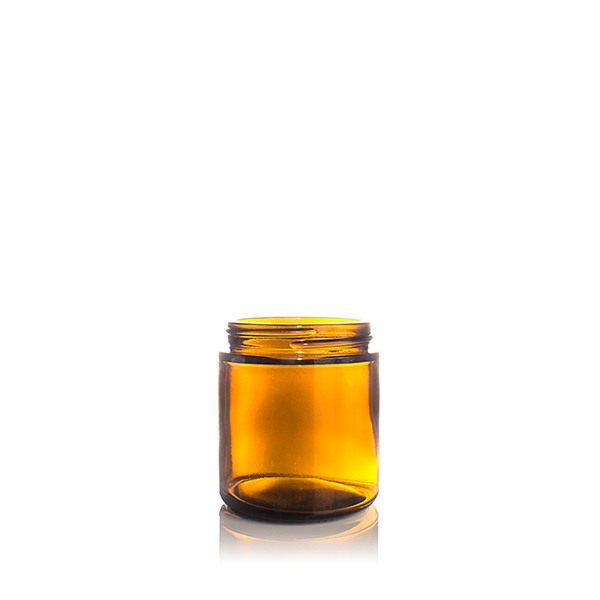 4OZ AMBER GLASS STRAIGHT SIDED CREAM JAR ROUND - 58-405 NECK