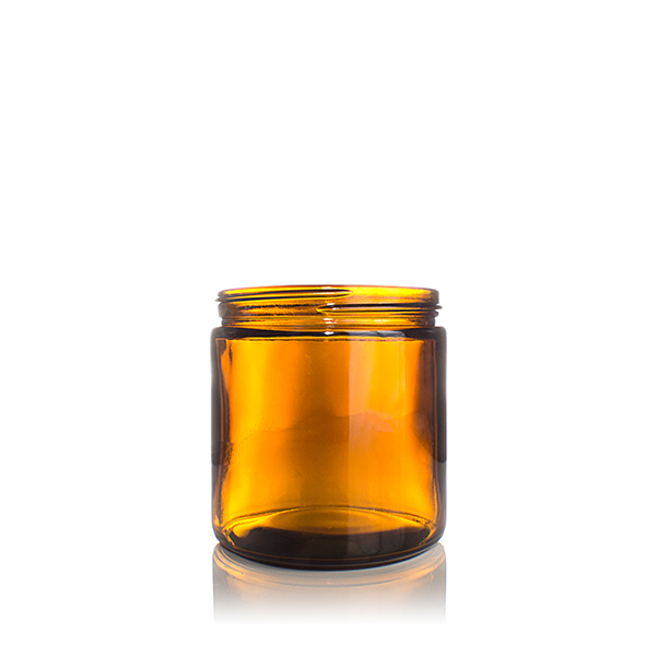 16OZ AMBER GLASS STRAIGHT SIDED CREAM JAR ROUND - 89-405 NECK