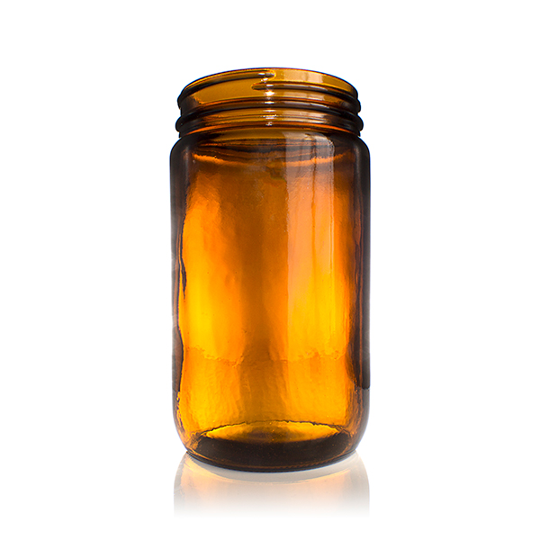 32OZ AMBER GLASS STRAIGHT SIDED CREAM JAR ROUND - 89-405 NECK