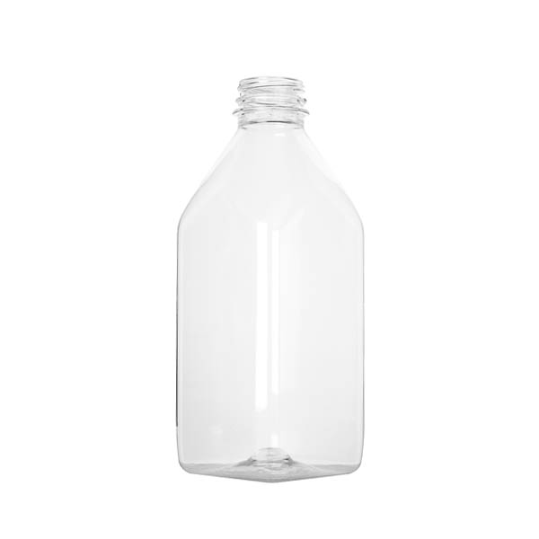 32OZ CLEAR PET TALL MILKMAN BEVERAGE BOTTLE SQUARE - 38-DS NECK-detail image
