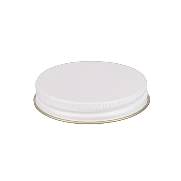 58-400 WHITE THREADS AND KNURLED EDGE TIN PLATE METAL SCREW CAP - F217 LINER