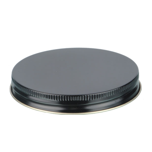 89-400 BLACK THREADS AND KNURLED EDGE TIN PLATE METAL SCREW CAP - PLASTISOL LINER