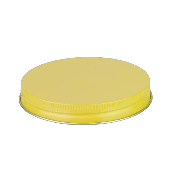 89-400 YELLOW THREADS AND KNURLED EDGE TIN PLATE METAL SCREW CAP - F217 LINER